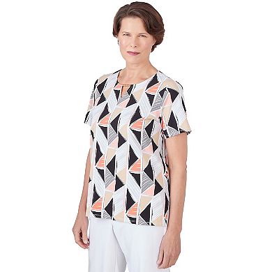 Women's Alfred Dunner Geo Stained Glass Split Neck Tee
