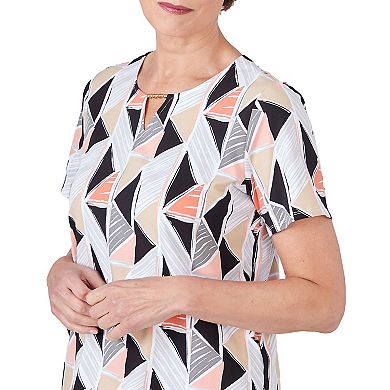 Women's Alfred Dunner Geo Stained Glass Split Neck Tee