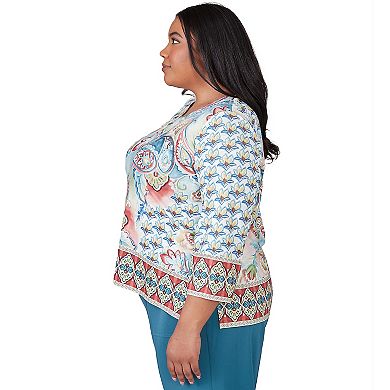 Plus Size Alfred Dunner Pastel Paisley Long Sleeve Top