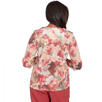 Petite Alfred Dunner Watercolor Floral Knotted Neck Top