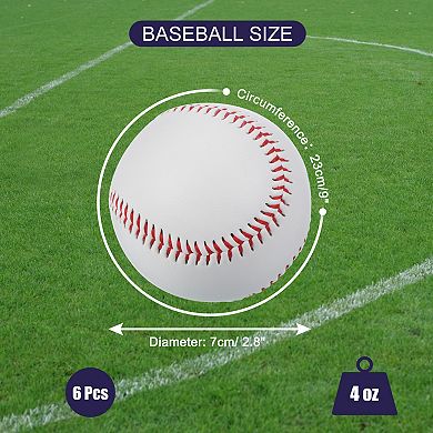 9 Inch Baseball Baseballs Soft Bulk Training Baseball Unmarked Baseballs For Youth, 6 Pack