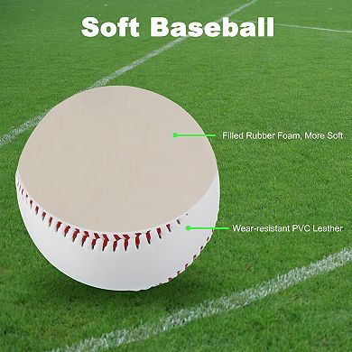 9 Inch Baseball Baseballs Soft Bulk Training Baseball Unmarked Baseballs For Youth, 6 Pack