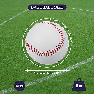 9 Inch Baseball Baseballs Bulk Practice Training Baseball Unmarked Baseballs, 6 Pack