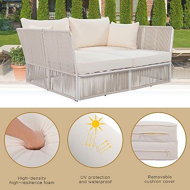 Merax 2-piece Outdoor Sunbed And Coffee Table Set