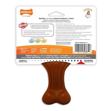 Nylabone Power Chew Wishbone Dog Chew Toy Bison Flavor- Regular