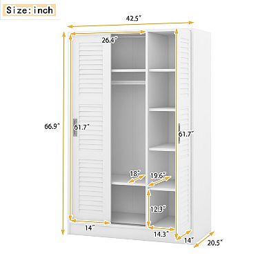 3-door Shutter Wardrobe With Shelves