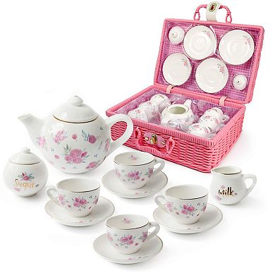 Porcelain Tea Set With Floral Design For Little Girls