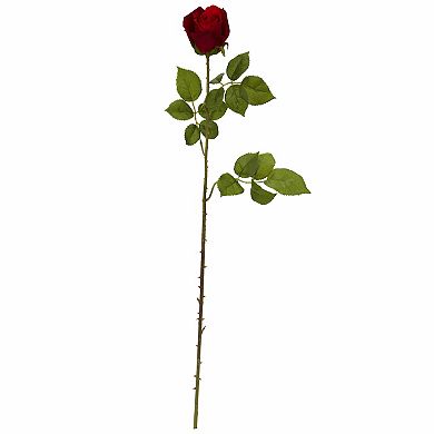 33" Elegant Red Rose Bud Artificial Flower (set Of 6)