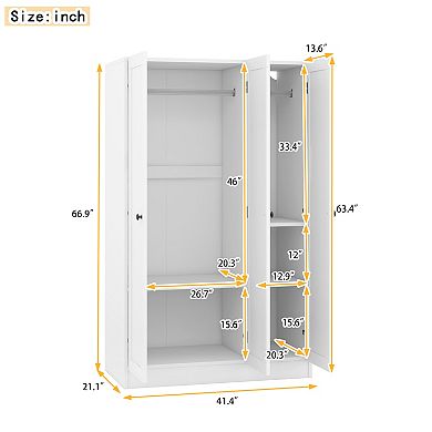 3-door Shutter Wardrobe With Shelves