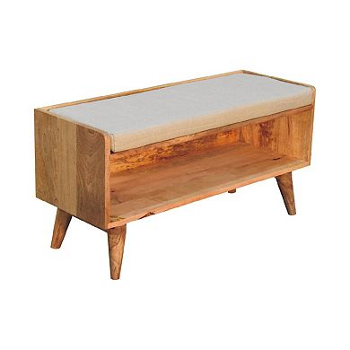 Oak-ish Nordic Storage Bench with Mud Linen