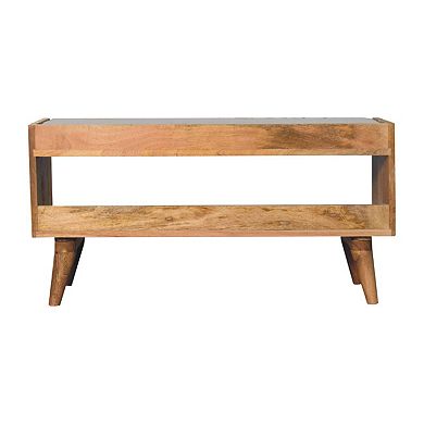 Oak-ish Nordic Storage Bench with Mud Linen