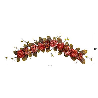 6’ Fall Hydrangea And Berry Artificial Autumn Garland