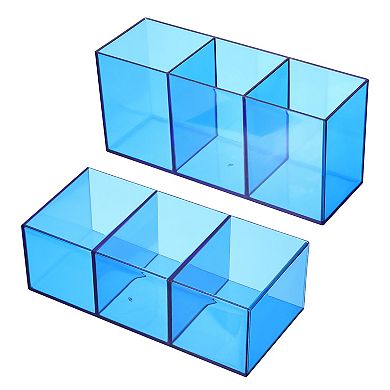 3 Compartments Clear Acrylic Pen Holder Pencil Holder Pen Organizer Pencil Cup Square