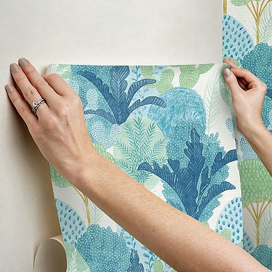 WallPops Keilani Teal Peel and Stick Wallpaper