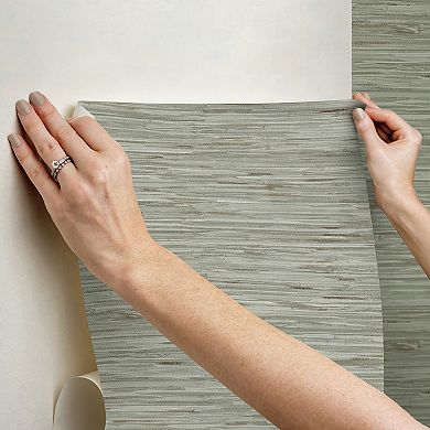 WallPops Grassweave Grey Peel and Stick Wallpaper