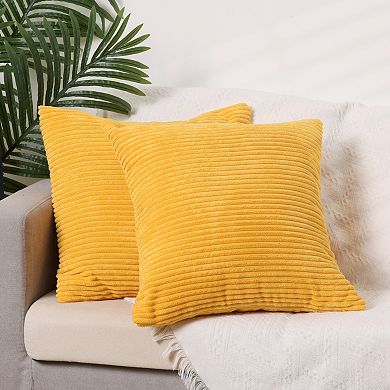 Pack Of 4 Corduroy Decorative Pillow Covers Modern Solid Striped For Couch Sofa Home Bedroom