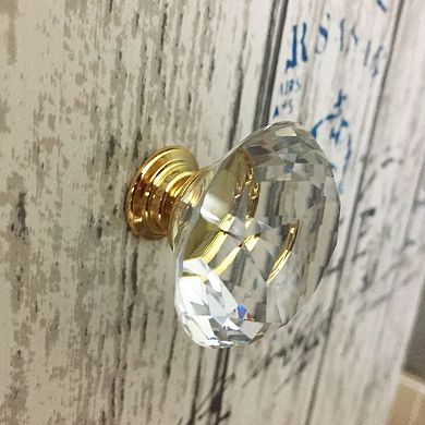 30mm Diamond Shaped Crystal Glass Drawer Knobs Cabinet Pull Handle 10pcs