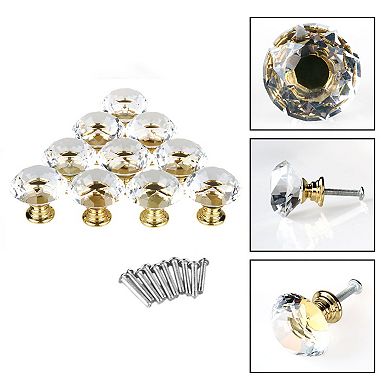 30mm Diamond Shaped Crystal Glass Drawer Knobs Cabinet Pull Handle 10pcs