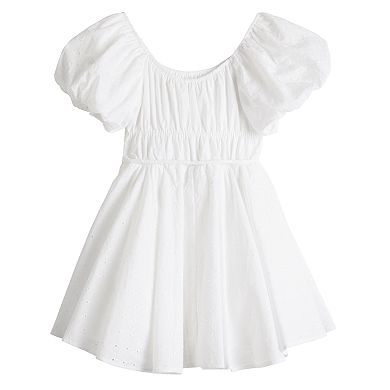 Girls 7-16 Poppies & Roses Bubble Sleeve Smocked Dress