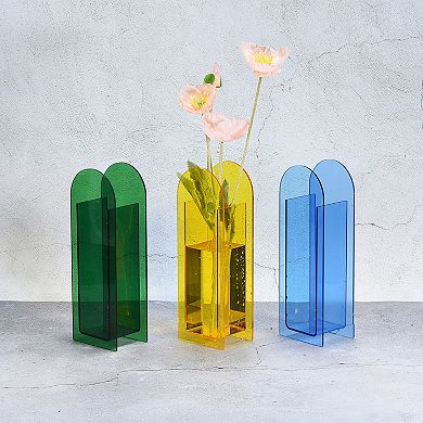 Acrylic Vase, Arch Acrylic Floral Vase Clear Geometric Plastic Decorative Vase