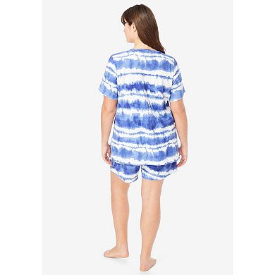 Dreams & Co. Women's Plus Size Two-piece French Terry Sleep Set