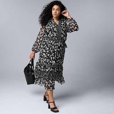 Plus Size Simply Vera Vera Wang Tiered Ruffle Maxi Dress