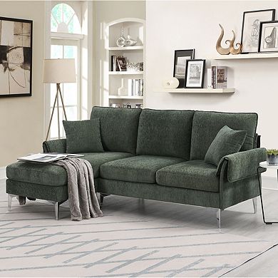 84" Convertible Sectional Sofa, Modern Chenille L-shaped Sofa Couch With Reversible Chaise