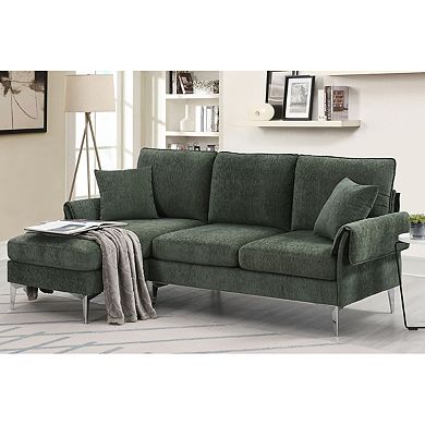 84" Convertible Sectional Sofa, Modern Chenille L-shaped Sofa Couch With Reversible Chaise