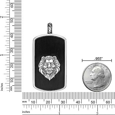 Men's LYNX Stainless Steel Cubic Zirconia Lion Dog Tag Pendant Necklace