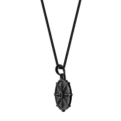 Men's LYNX Stainless Steel Black Spinel Pendant Necklace