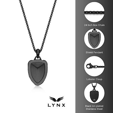 Men's LYNX Stainless Steel Shield Pendant Necklace