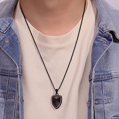 Men's LYNX Stainless Steel Shield Pendant Necklace