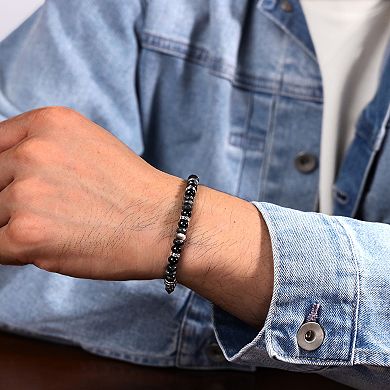 Men's LYNX Stainless Steel Semi Precious Stone Stretch Bracelet