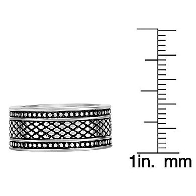 Men's LYNX Stainless Steel Textured Band Ring