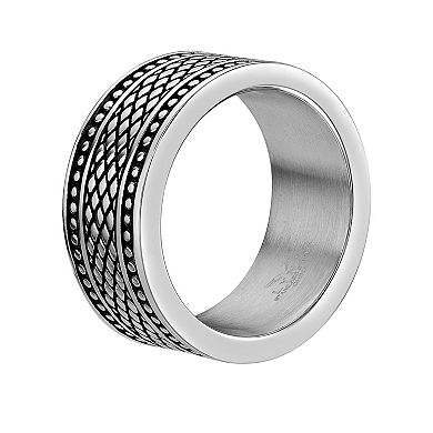 Men's LYNX Stainless Steel Textured Band Ring