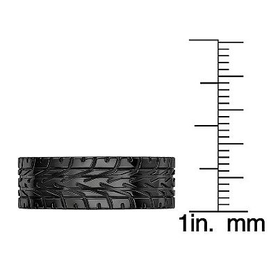 Men's LYNX Black Zirconium Tire Pattern Ring