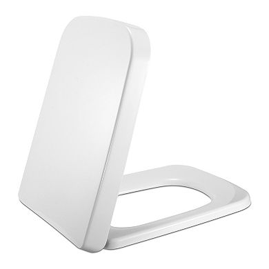 White, Heavy-duty Square Toilet Seat With Grip-tight Seat Bumpers