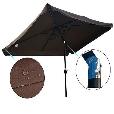 F.C Design 10x6.5ft Rectangular Patio Umbrella: Outdoor Market Umbrellas With Crank