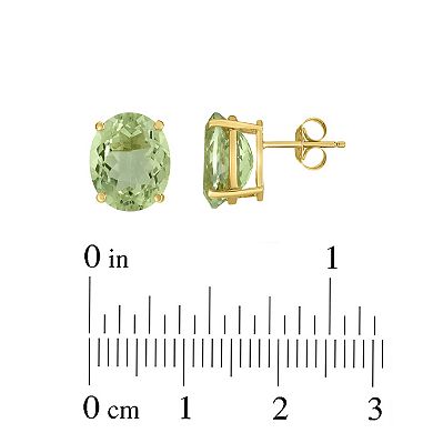 14k Gold Green Quartz Stud Earrings