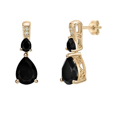Gemminded 10k Gold Onyx & Diamond Accent Drop Earrings