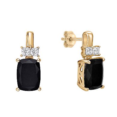 Gemminded 10k Gold Onyx & Lab-Created White Sapphire Drop Earrings