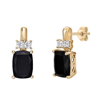 Gemminded 10k Gold Onyx & Lab-Created White Sapphire Drop Earrings