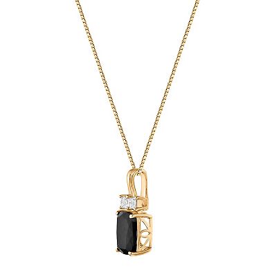 Gemminded 10k Gold Onyx & Lab-Created White Sapphire Pendant Necklace