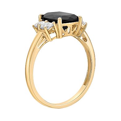 Gemminded 10k Gold Onyx & Lab-Created White Sapphire Ring