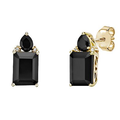 Gemminded 10k Gold Onyx & Diamond Accent Stud Earrings