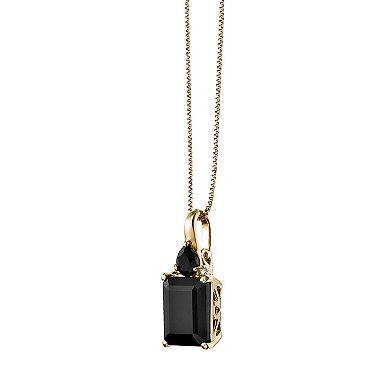 Gemminded 10k Gold Onyx & Diamond Accent Square Pendant Necklace