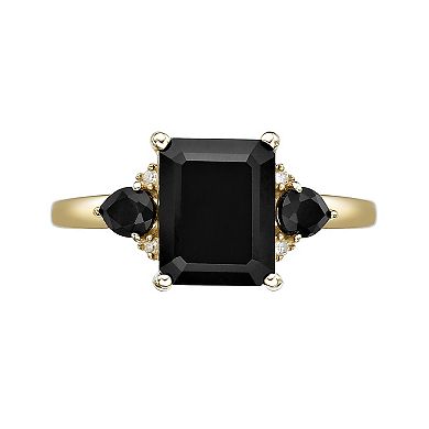 Gemminded 10k Gold Onyx & Diamond Accent Square Stone Ring