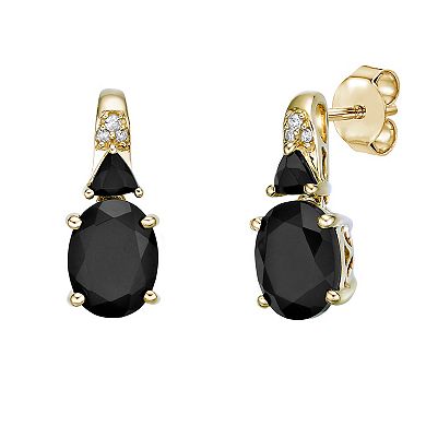 Gemminded 10k Gold Onyx & Diamond Accent Oval Drop Earrings