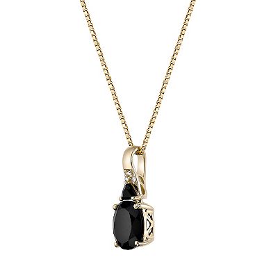 Gemminded 10k Gold Onyx & Diamond Accent Oval Pendant Necklace