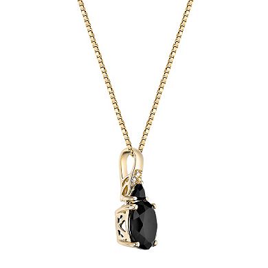 Gemminded 10k Gold Onyx & Diamond Accent Oval Pendant Necklace